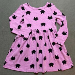 Cat & Jack Toddler Girl's Long Sleeve Cat Printed Dress - 4T